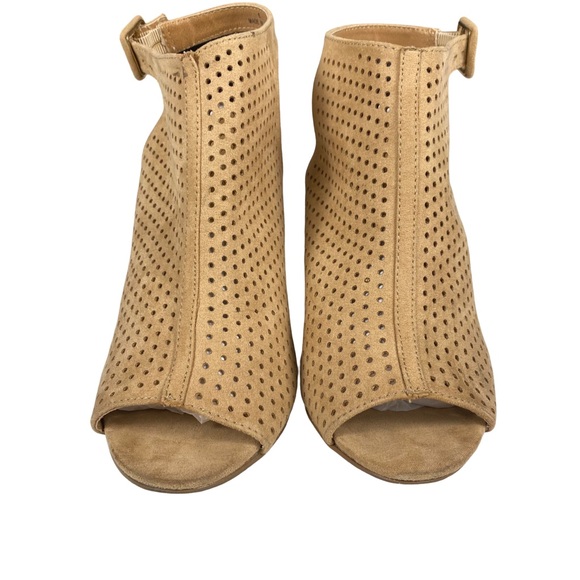 Madden Girl Womens Beckie-C Stacked Heel Peep Toe Dress Sandal Boot Camel Size 8 - Picture 2 of 15